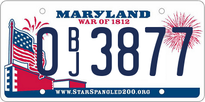 MD license plate 0BJ3877