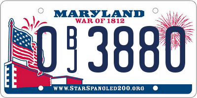 MD license plate 0BJ3880
