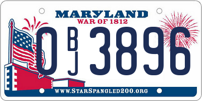 MD license plate 0BJ3896