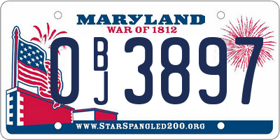 MD license plate 0BJ3897