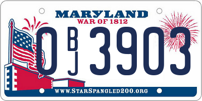 MD license plate 0BJ3903