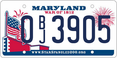 MD license plate 0BJ3905
