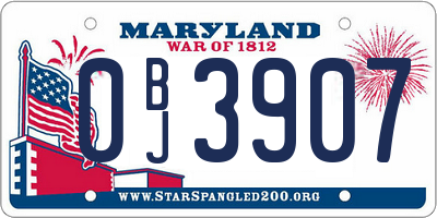 MD license plate 0BJ3907