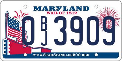 MD license plate 0BJ3909