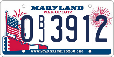 MD license plate 0BJ3912