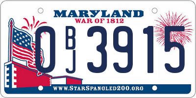 MD license plate 0BJ3915