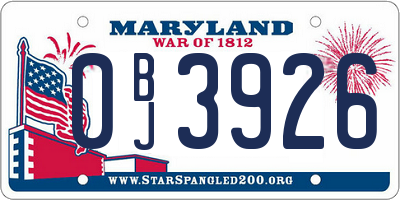 MD license plate 0BJ3926