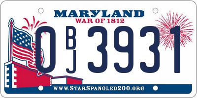 MD license plate 0BJ3931