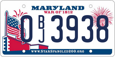 MD license plate 0BJ3938