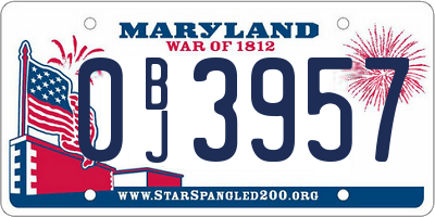 MD license plate 0BJ3957