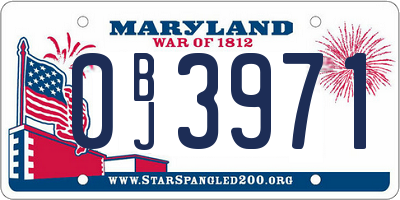 MD license plate 0BJ3971