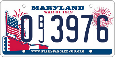 MD license plate 0BJ3976