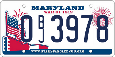 MD license plate 0BJ3978