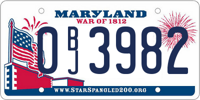 MD license plate 0BJ3982