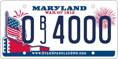 MD license plate 0BJ4000