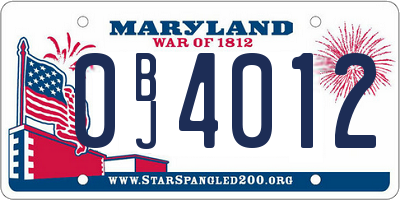 MD license plate 0BJ4012