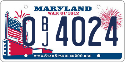 MD license plate 0BJ4024