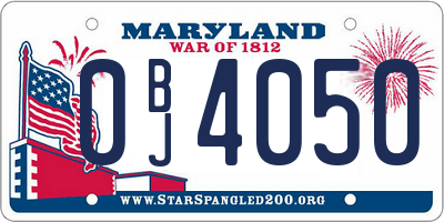 MD license plate 0BJ4050