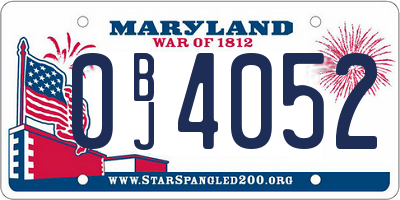 MD license plate 0BJ4052