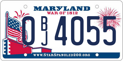 MD license plate 0BJ4055