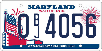 MD license plate 0BJ4056