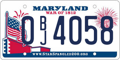 MD license plate 0BJ4058