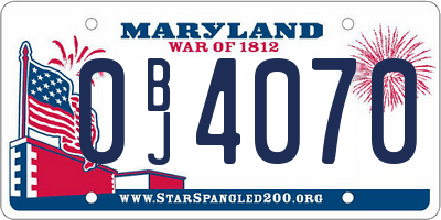 MD license plate 0BJ4070