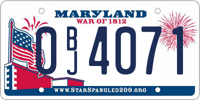 MD license plate 0BJ4071