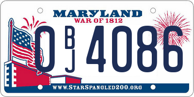 MD license plate 0BJ4086