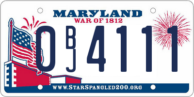 MD license plate 0BJ4111