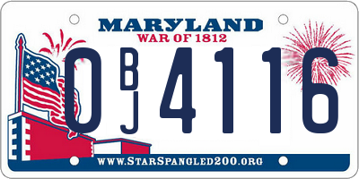 MD license plate 0BJ4116