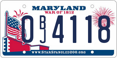 MD license plate 0BJ4118