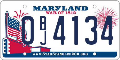 MD license plate 0BJ4134
