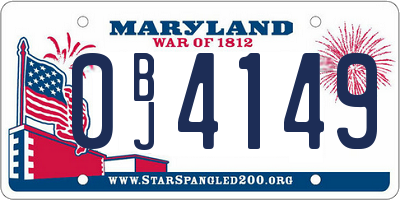 MD license plate 0BJ4149