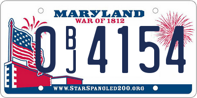 MD license plate 0BJ4154