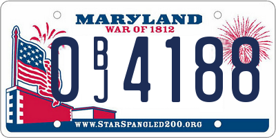 MD license plate 0BJ4188