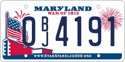 MD license plate 0BJ4191