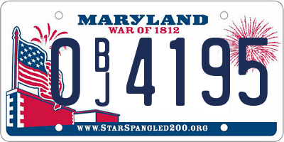 MD license plate 0BJ4195