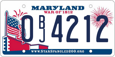 MD license plate 0BJ4212