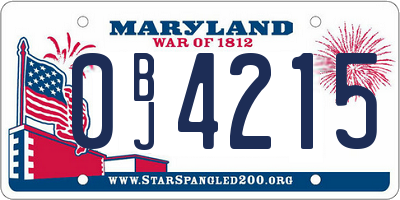 MD license plate 0BJ4215