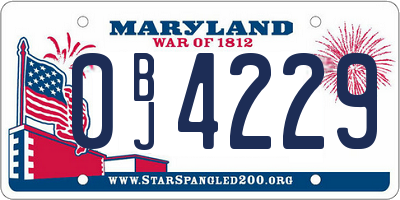 MD license plate 0BJ4229