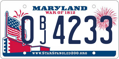 MD license plate 0BJ4233