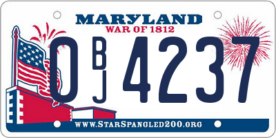 MD license plate 0BJ4237