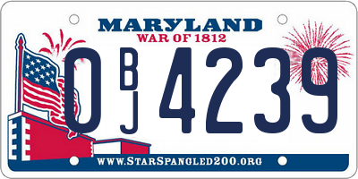 MD license plate 0BJ4239