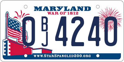 MD license plate 0BJ4240