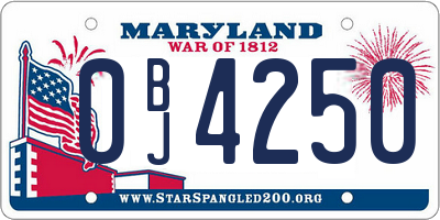 MD license plate 0BJ4250