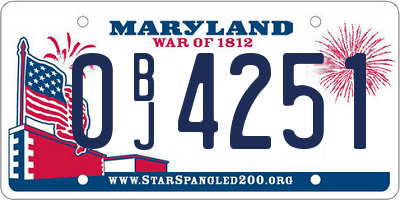 MD license plate 0BJ4251