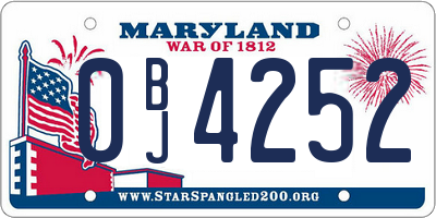 MD license plate 0BJ4252
