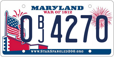 MD license plate 0BJ4270