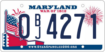 MD license plate 0BJ4271